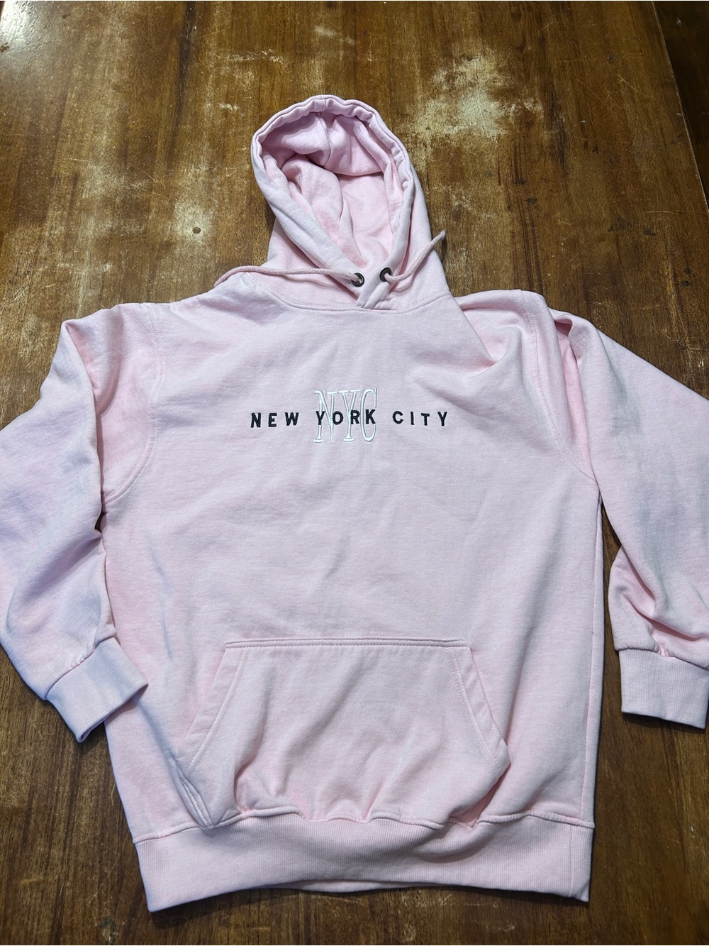 New York City Pink Oversized Embroidered Travel Tourist Hoodie